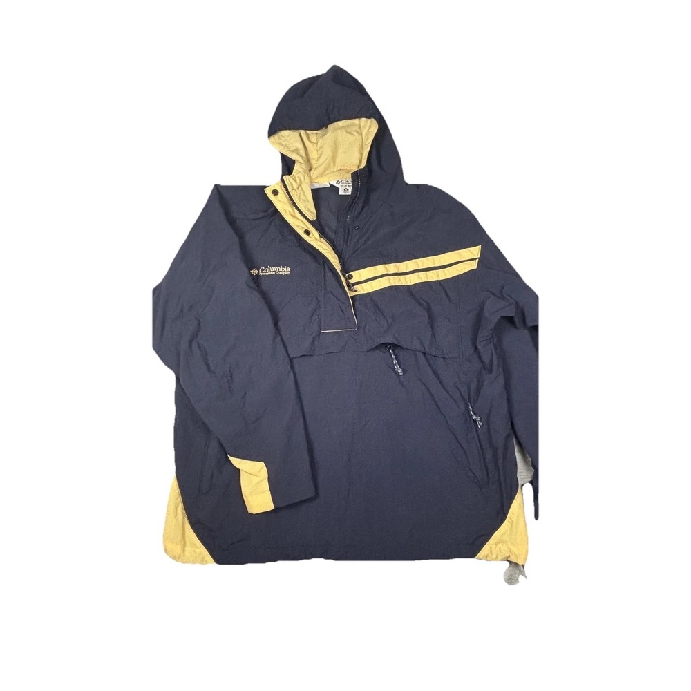 Columbia Jacket Womens XL Blue Hooded Anorak Half Zip Nylon Outdoor‎ Pullover